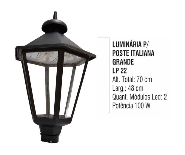 Luminária para Poste Italiana Grande - LED